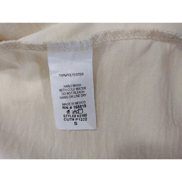 2 Saints Womens Beige Short Sleeve Scoop Neck Polyester Blouse Size S. NWT - Picture 4 of 8